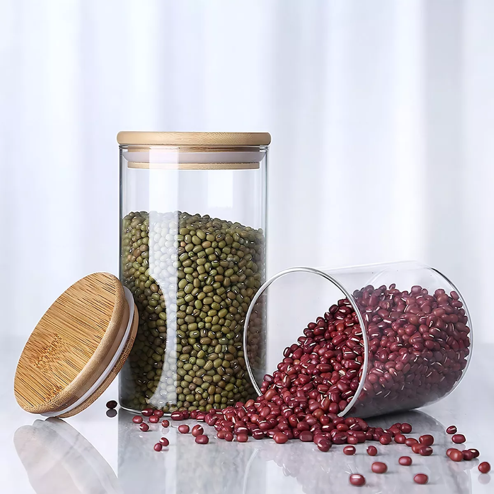 Frasco de Vidrio Borosilicato con Tapa de Bambú 450 ml - Imagen 2
