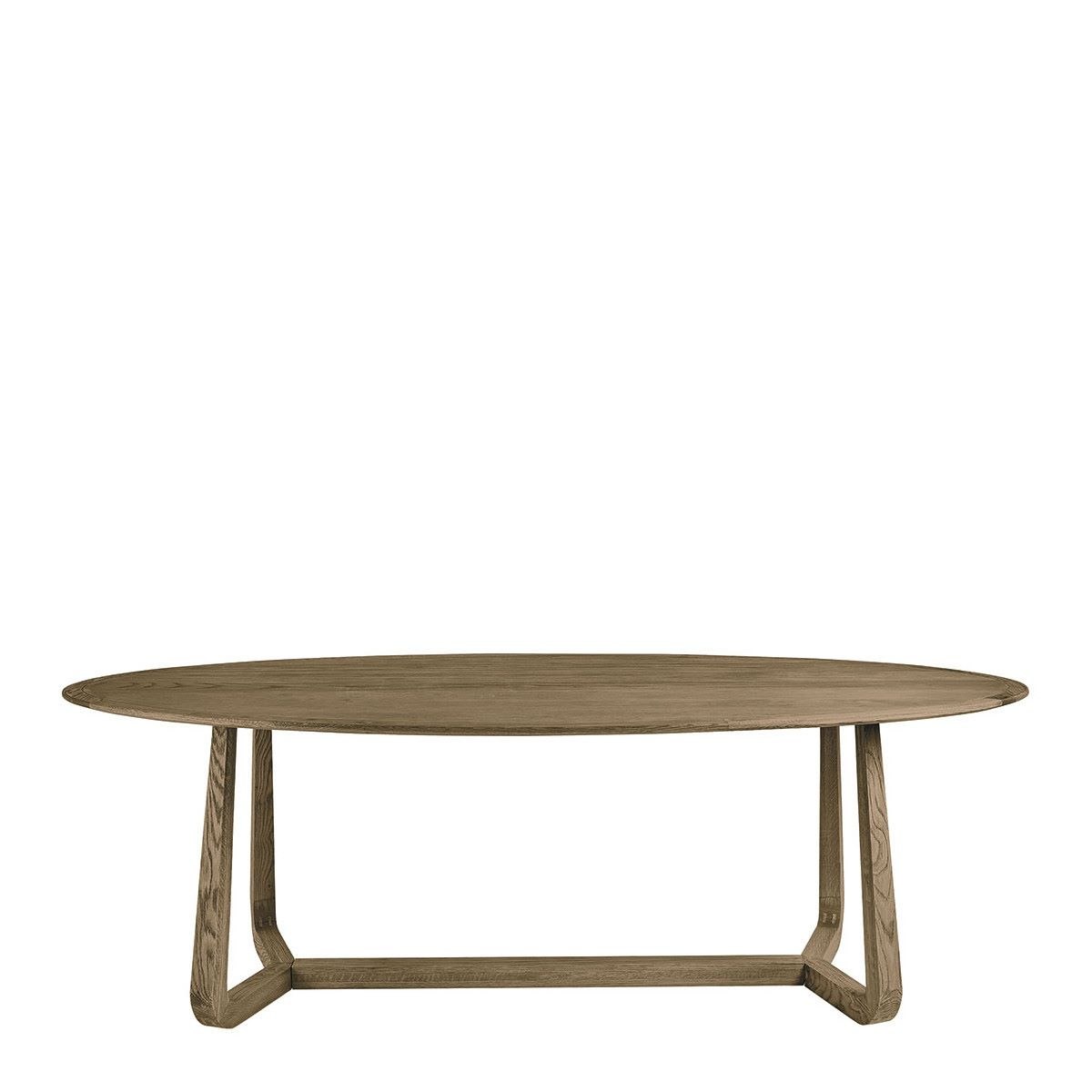 Mesa de Comedor Ovalada en Roble Natural Oscuro de 200 cm