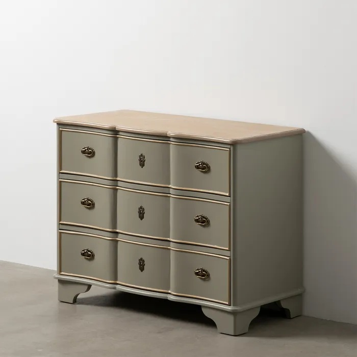 Cómoda Tres Cajones Abeto Taupe Natural Toulon, Provenzal(100x50x80 cm) - Imagen 2